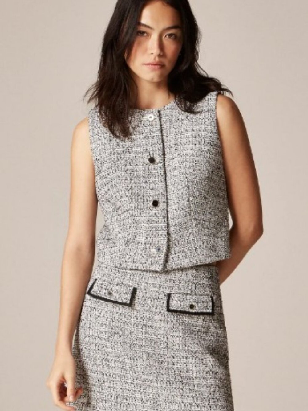 J. CREW Heathered tweed crewneck vest